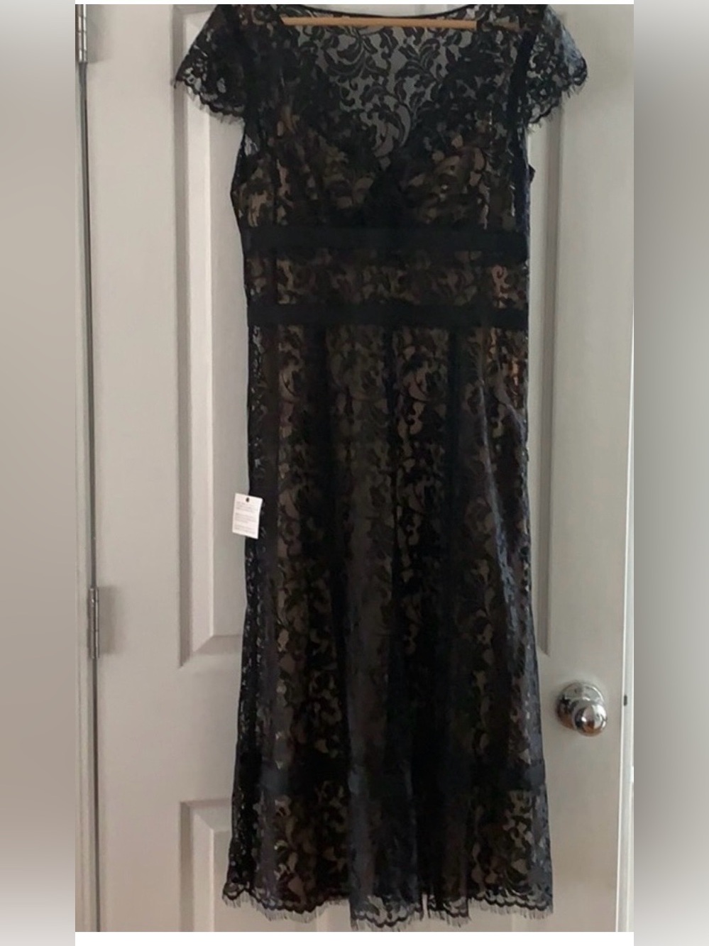 Ann Taylor Black Lace Maxi Dress with Sheer Overlay